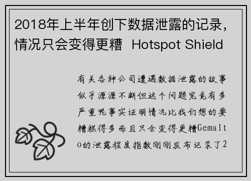 2018年上半年创下数据泄露的记录，情况只会变得更糟  Hotspot Shield VPN